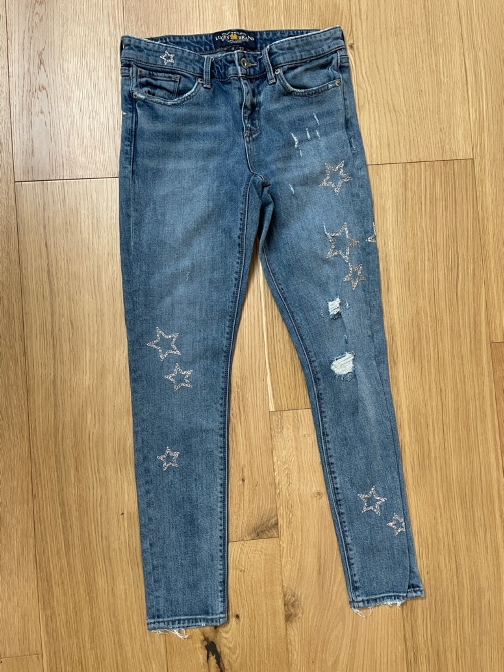 Lucky Brand Blue Skinny Jeans with Star Embroidery